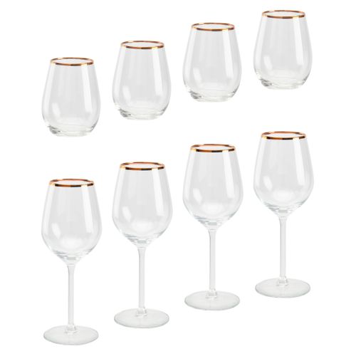 Pack de 8 verres eau/vin CHALET Transparent vue 3/4