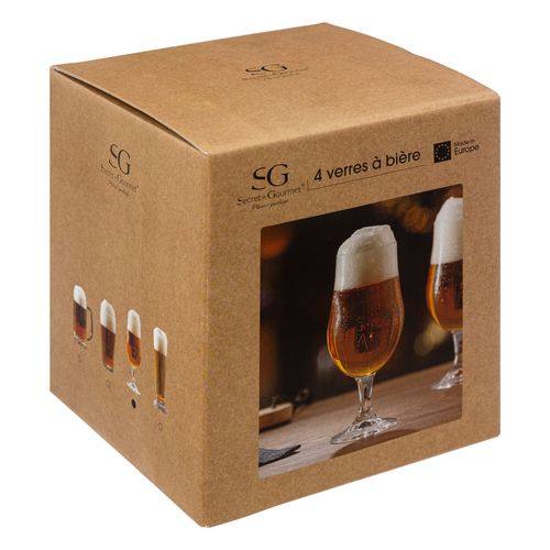 lot de 4 verres à bière 37 cl  Transparent