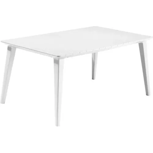 Table De Jardin - Rectangulaire - Blanc - En Résine - 6 Personnes - Lima