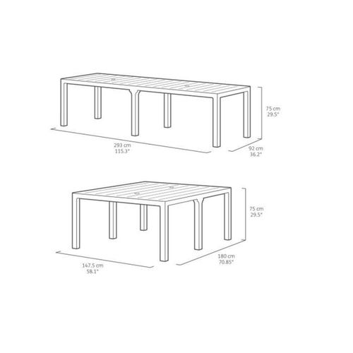 Table De Jardin Modulaire Julie 3-en-1 – Résine Graphite, 147/180/294 Cm