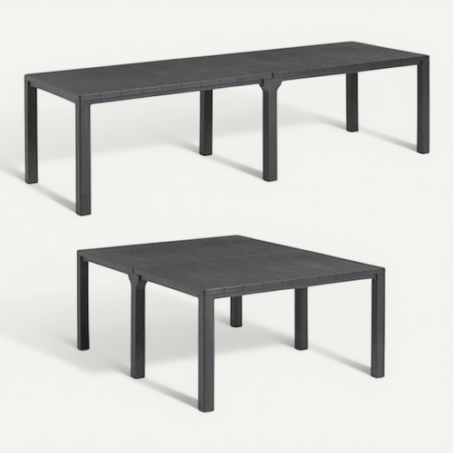 Table De Jardin Modulaire Julie 3-en-1 – Résine Graphite, 147/180/294 Cm