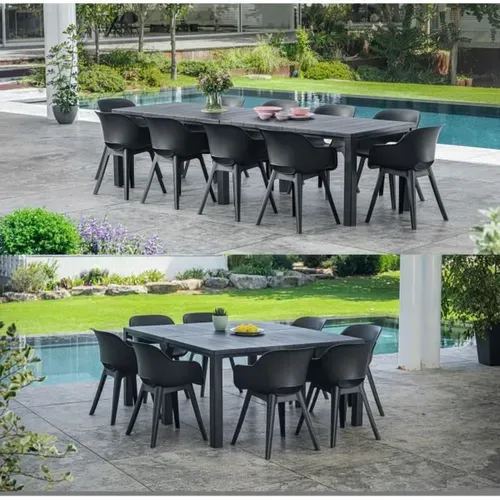 Table De Jardin Modulaire Julie 3-en-1 – Résine Graphite, 147/180/294 Cm