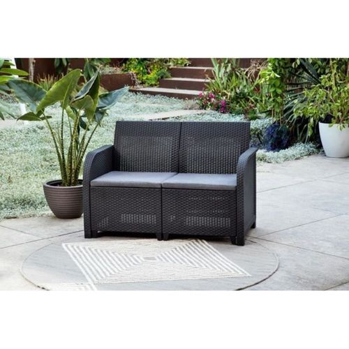 Banquette De Jardin 2 Places Sanremo Résine Imitation Rotin Graphite