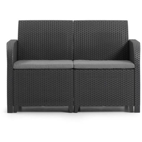 Banquette De Jardin 2 Places Sanremo Résine Imitation Rotin Graphite