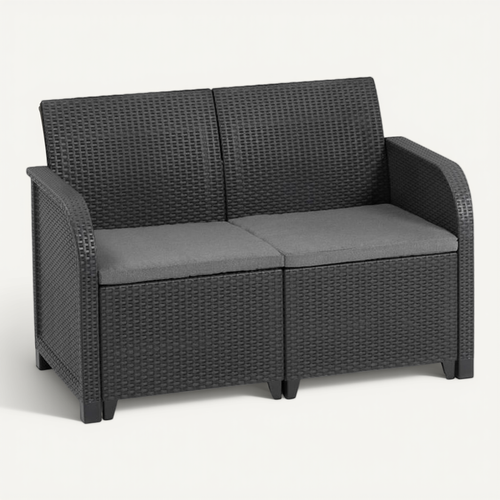 Banquette De Jardin 2 Places Sanremo Résine Imitation Rotin Graphite