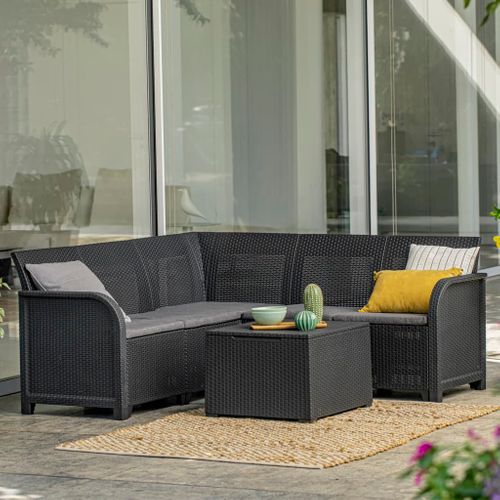 Banquette De Jardin 2 Places Sanremo Résine Imitation Rotin Graphite