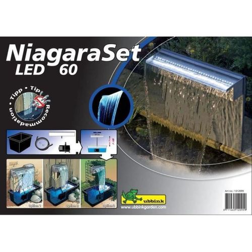 Niagara 60 Kit Cascade LED - Lame Inox 60 Cm, Bassin 65 L, Pompe 3900 L/h