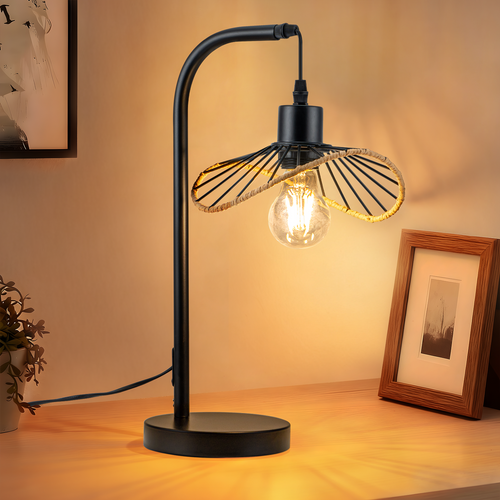 Lampe de Table Vintage Lampe de chevet Noir E27 Pour Bureau Sans Ampoule
