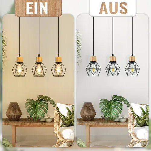 Suspension Vintage 3 luminaire Suspension Industrielle Suspension Noir E27 Sans Ampoule