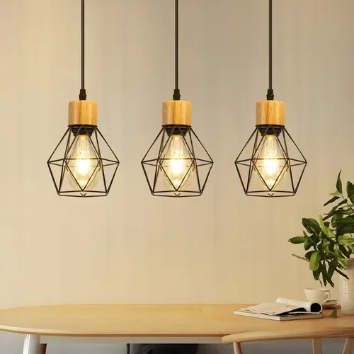 Suspension Vintage 3 luminaire Suspension Industrielle Suspension Noir E27 Sans Ampoule