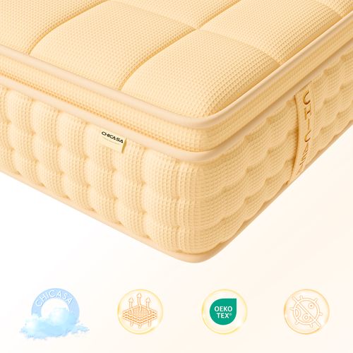 Matelas à Ressorts Ensachés 90×200 Cm, 7 Zones, Epaisseur 25cm, h3, 10 Couches