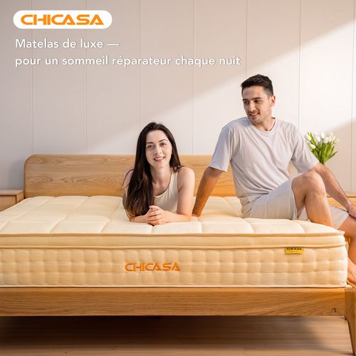 Matelas à Ressorts Ensachés 90×200 Cm, 7 Zones, Epaisseur 25cm, h3, 10 Couches