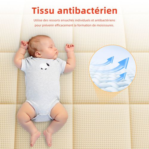 Matelas à Ressorts Ensachés 140×200 cm, 7 Zones, Epaisseur 25cm, h3, 10 Couches