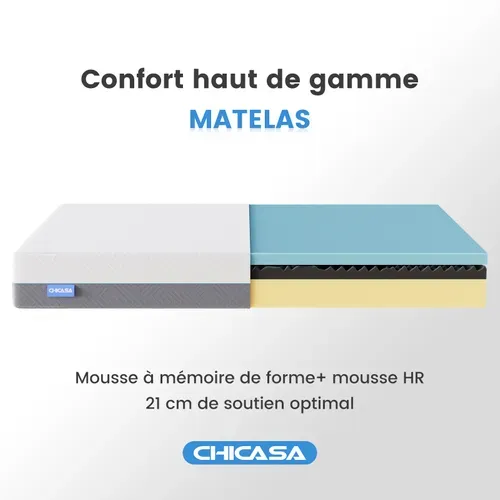 Matelas Mousse 90×200 cm Accueil Mémoire De Forme Double face Epaisseur 21 cm