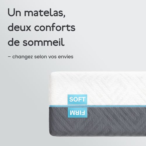 Matelas Mousse 90×200 cm Accueil Mémoire De Forme Double face Epaisseur 21 cm