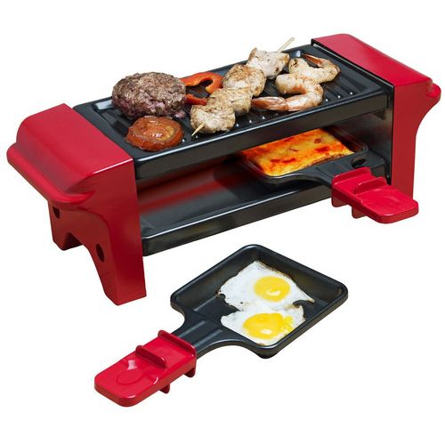 Appareil à Raclette 2 Personnes 350w + Gril Noir/rouge - Agr102
