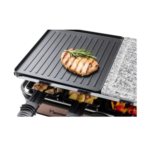 Appareil A Raclette Grill Electrique Jusqua 8 Personnes, 8 Poelons Et 8 Racloirs, 1400 Watt