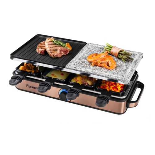 Appareil A Raclette Grill Electrique Jusqua 8 Personnes, 8 Poelons Et 8 Racloirs, 1400 Watt