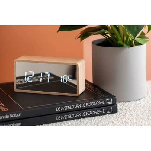 Réveil Copper Mirror LED - Beige Effet Bois