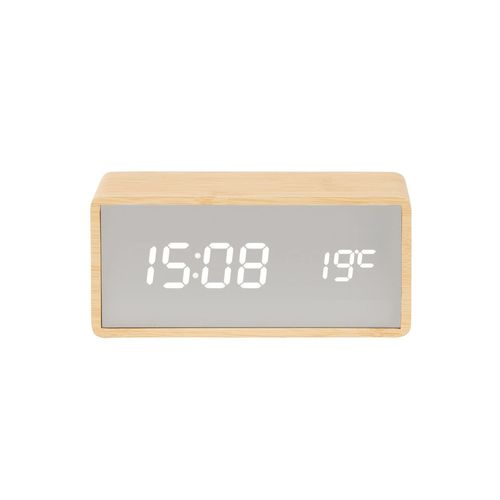 Réveil Copper Mirror LED - Beige Effet Bois