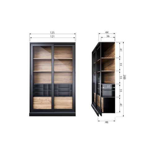 Vitrine 2 Portes En Bois H200cm