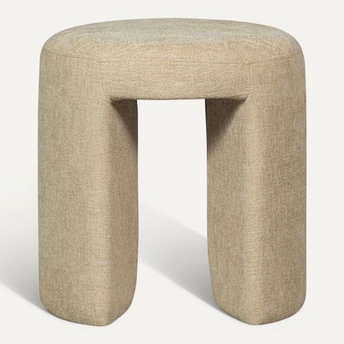 Charlie - Pouf Rond En Tissu D.45cm - Beige
