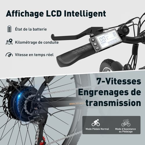 Vélo Électrique Noir, 28" Vae Ville E-bike, Batterie Amovible 36v 12ah, 7 Vitesses, E-bike Urbain