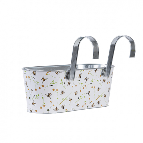 Jardinière Avec Crochets - Motif Abeille - L 39,3 X P 28,9 X H 26,2 Cm - Acier Galvanisé