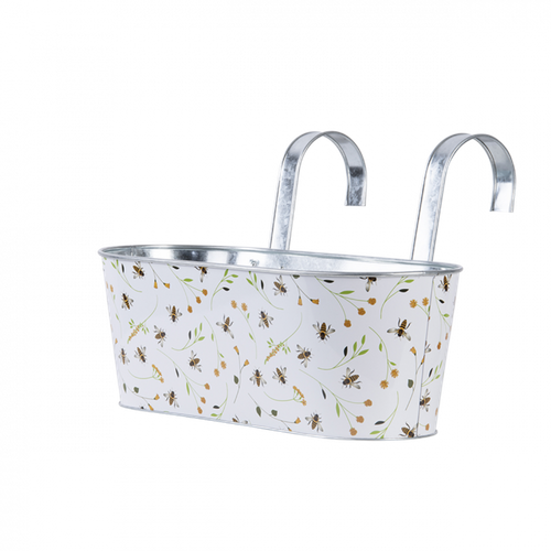 Jardinière Avec Crochets - Motif Abeille - L 39,3 X P 28,9 X H 26,2 Cm - Acier Galvanisé