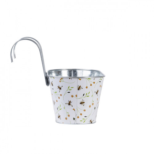 Jardinière Avec Crochets - Motif Abeille - L 39,3 X P 28,9 X H 26,2 Cm - Acier Galvanisé