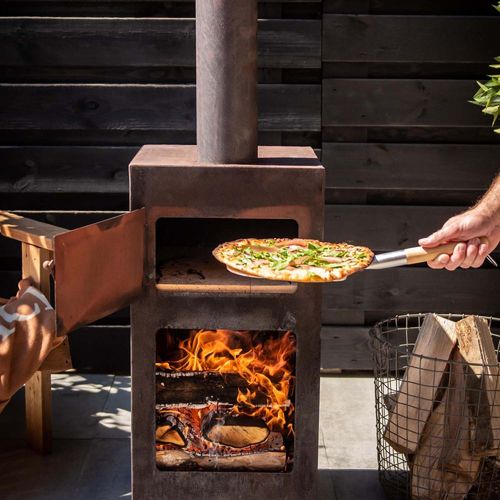 Cheminée D'extérieur Avec Four à Pizza Intégré Rouillé