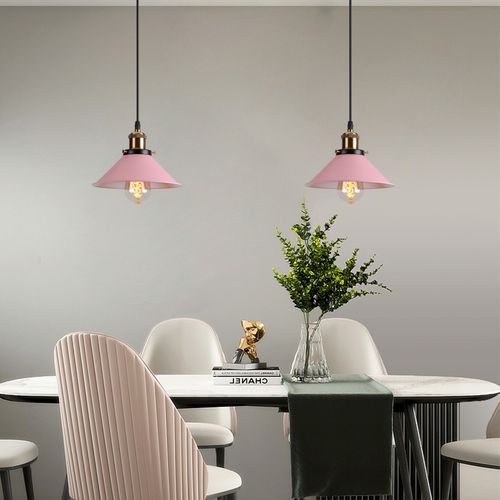 WOTTES Suspension Luminaire Industriel - Lustre Abat-jour 22cm Moderne E27 Pour Salon Et Cuisine (Blanc)