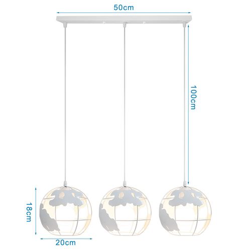 Suspension Moderne E27 Lustre Industrielle 3 Lampes Pour Cuisine Salon Chambre Blanc