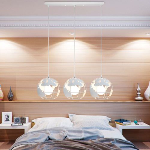 Suspension Moderne E27 Lustre Industrielle 3 Lampes Pour Cuisine Salon Chambre Blanc