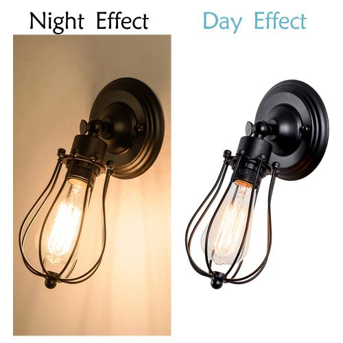 2x Applique Murale Industrielle Métal Fer E27 Luminaire Vintage Retro Café Loft Cuisine Salon Noir