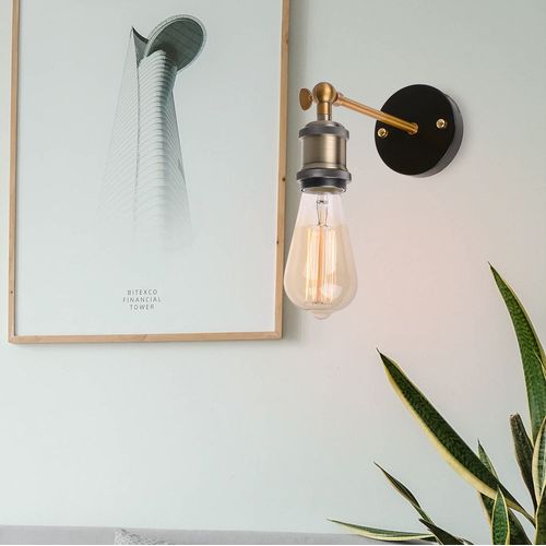 Applique Murale Vintage En Laiton Sculpté - Abat-jour Verre - Culot E27 Max 40W - Pour Couloir, Escalier, Salon
