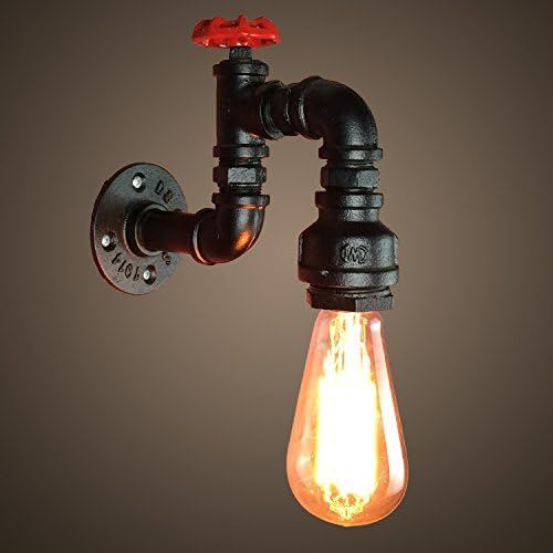 Lot De 2 Applique Murale Loft Industriel Tuyau Tube D'eau Rétro Noir Lustre Lampe Lumières