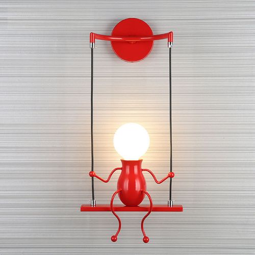 2x Applique Murale Intérieur Balançoire Lampe Mur Moderne Gens Fer Salon Chambre Couloir Rouge