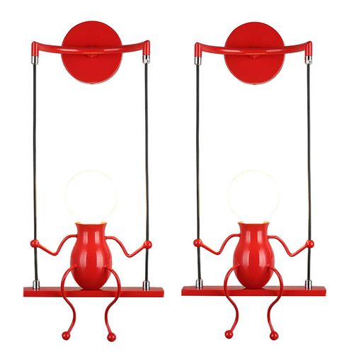 2x Applique Murale Intérieur Balançoire Lampe Mur Moderne Gens Fer Salon Chambre Couloir Rouge