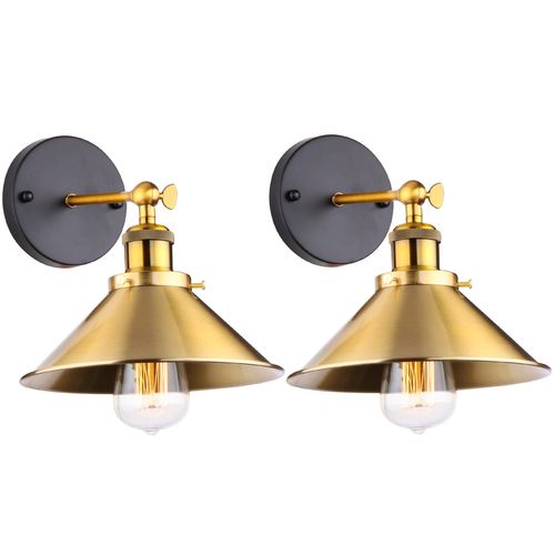 Applique Murale Industrielle Vintage - Lot De 2 - Noir Mat, Douille E27 Max 60W - Pour Salon, Chambre, Couloir