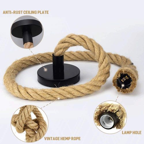 Suspension Vintage En Corde De Chanvre 1.5m Lustre Industriel E27 Pour Restaurant Bar Cafe