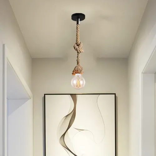 Suspension Vintage En Corde De Chanvre 1.5m Lustre Industriel E27 Pour Restaurant Bar Cafe