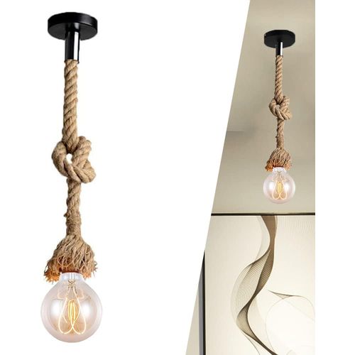 Suspension Vintage En Corde De Chanvre 1.5m Lustre Industriel E27 Pour Restaurant Bar Cafe