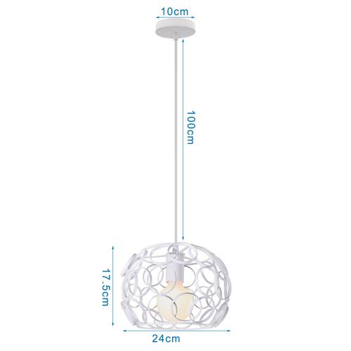Suspension Industrielle Rond Lustre Abat-jour En Métal E27 Pour Salon Chambre Cuisine Blanc