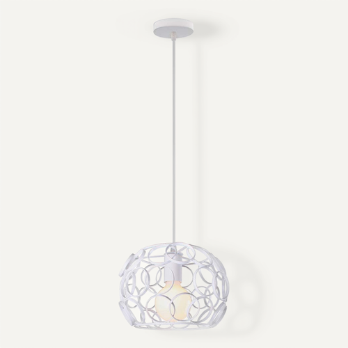 Suspension Industrielle Rond Lustre Abat-jour En Métal E27 Pour Salon Chambre Cuisine Blanc
