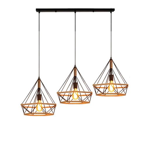 Suspension Industrielle Diamant 25cm 3 Luminaire Lustre Pour Salle Chambre Salon Noir