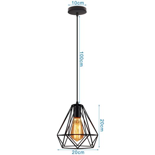 Lustre Suspension Industrielle Cage Luminaire Abat-jour Pour Cuisine Salon Chambre Noir