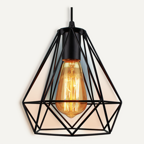 Lustre Suspension Industrielle Cage Luminaire Abat-jour Pour Cuisine Salon Chambre Noir