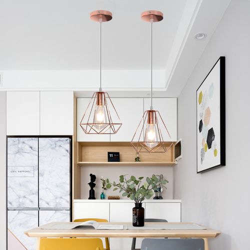 Suspension Vintage Polygone Diamant - Luminaire Abat-jour Plastique Transparent - 1970-1990