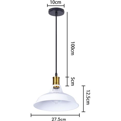 2 Pack Suspension Industrielle Vintage E27 Lustre Abat-jour Retro Pour Cuisine Salon Chambre Blanc